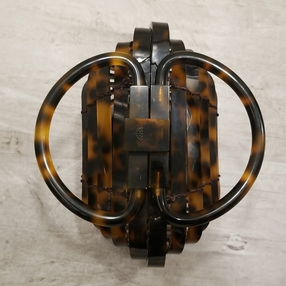 💕CULT GAIA💕 Lillith Bag ~ Tortoise Acrylic Mini Top Handle Bag Collapsible - Picture 13 of 16